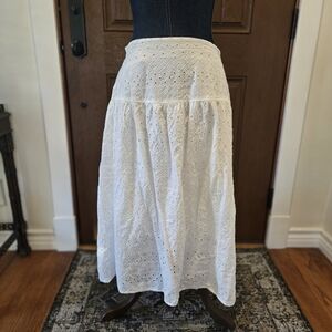Old Navy White Eyelet Midi Skirt